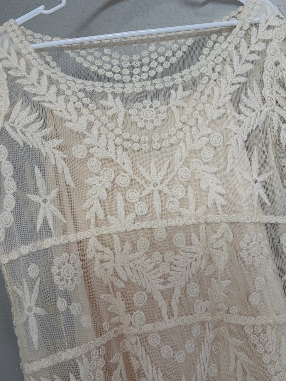 Express Ivory Embroidered Mini Dress - Picture 6 of 8